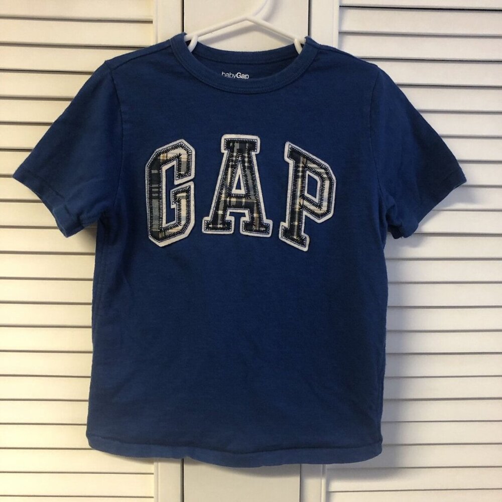 Gap Size 5 Blue Tee With Plaid Gap Logo Appliqué